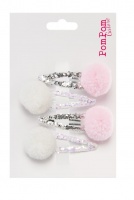Pastel Pink and White Pompom Glitter Hair Slides By Pompom Galore